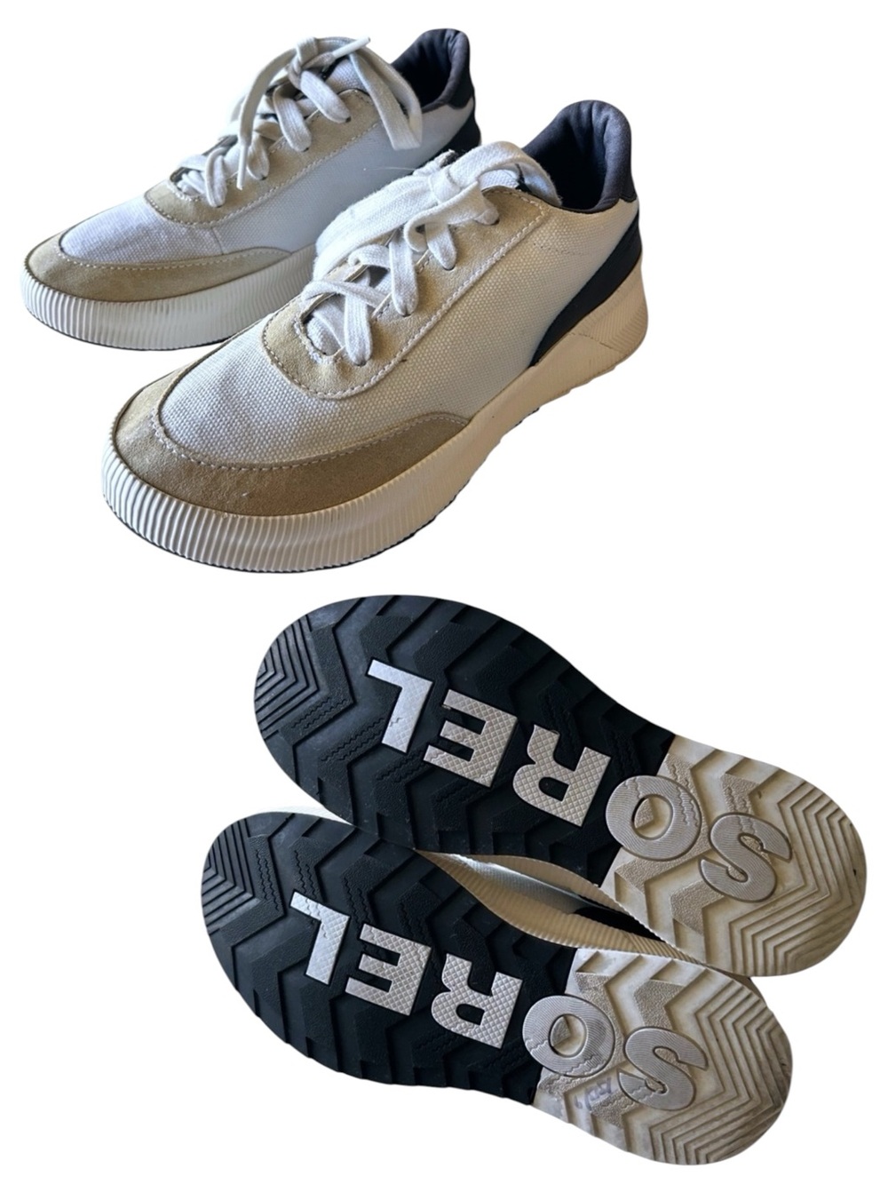 SOREL Women’s Out & About II White & Black Platform Waterproof Trainers Sneakers